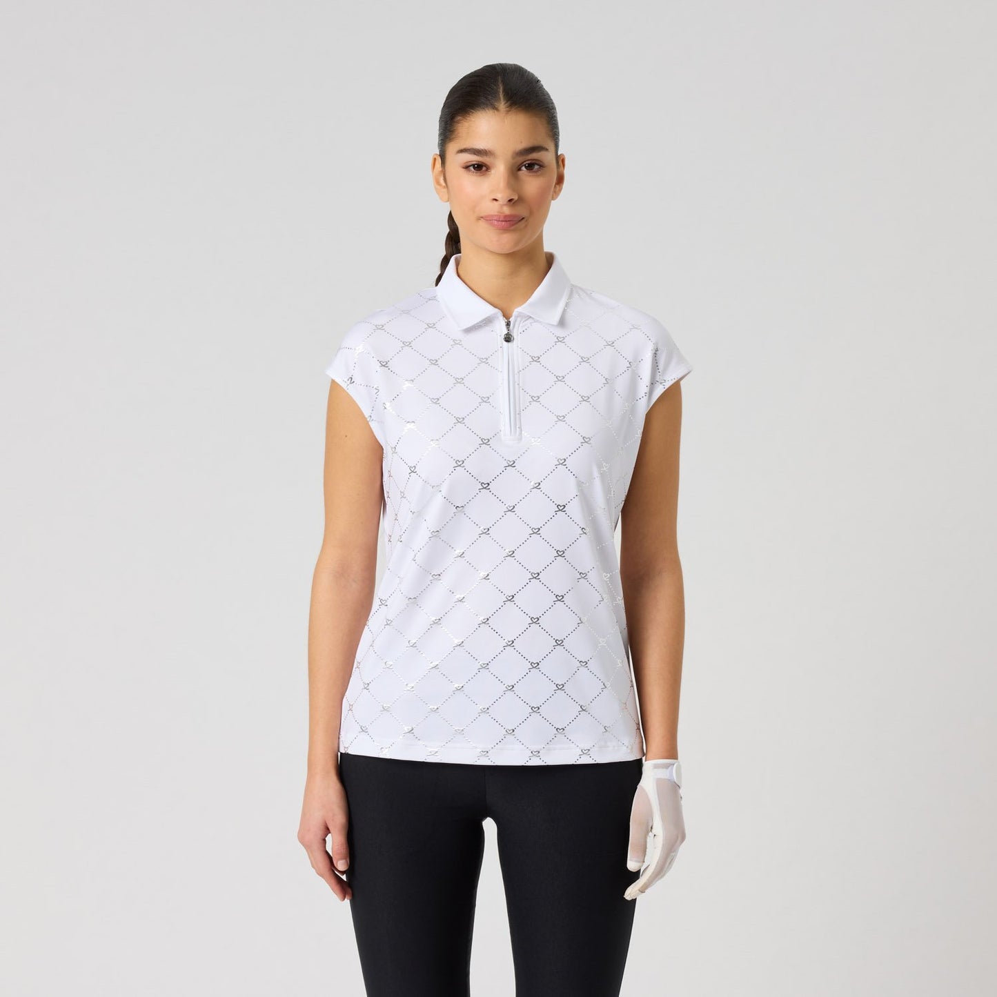 Daily Sports Foil Print Cap Sleeve Shirt