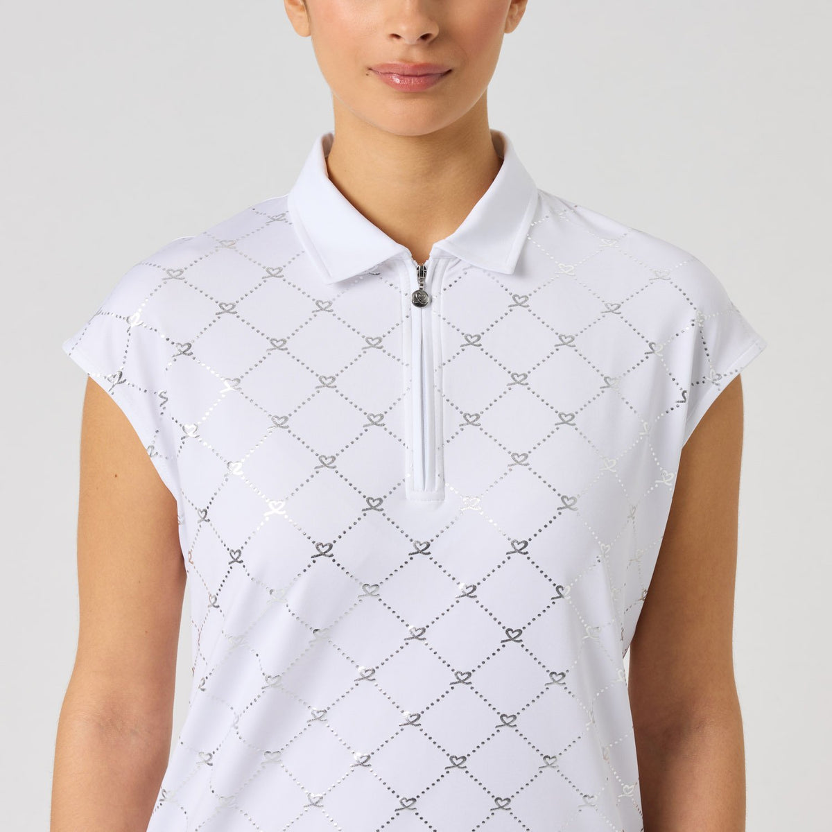 Daily Sports Foil Print Cap Sleeve Shirt