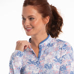 EPNY LONG SLEEVE SUN TOP - TONAL CABBAGE ROSE POLO