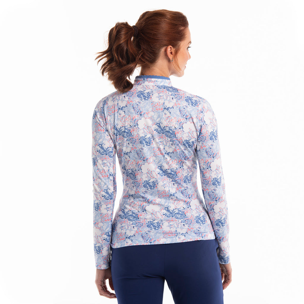 EPNY LONG SLEEVE SUN TOP - TONAL CABBAGE ROSE POLO