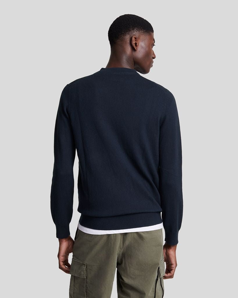 LYLE & SCOTT MENS V NECK JUMPER MERINO - NAVY